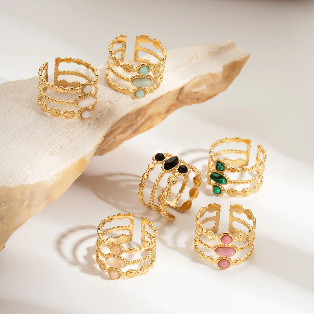 Bague Luna Jaune d'or en Acier Inoxydable