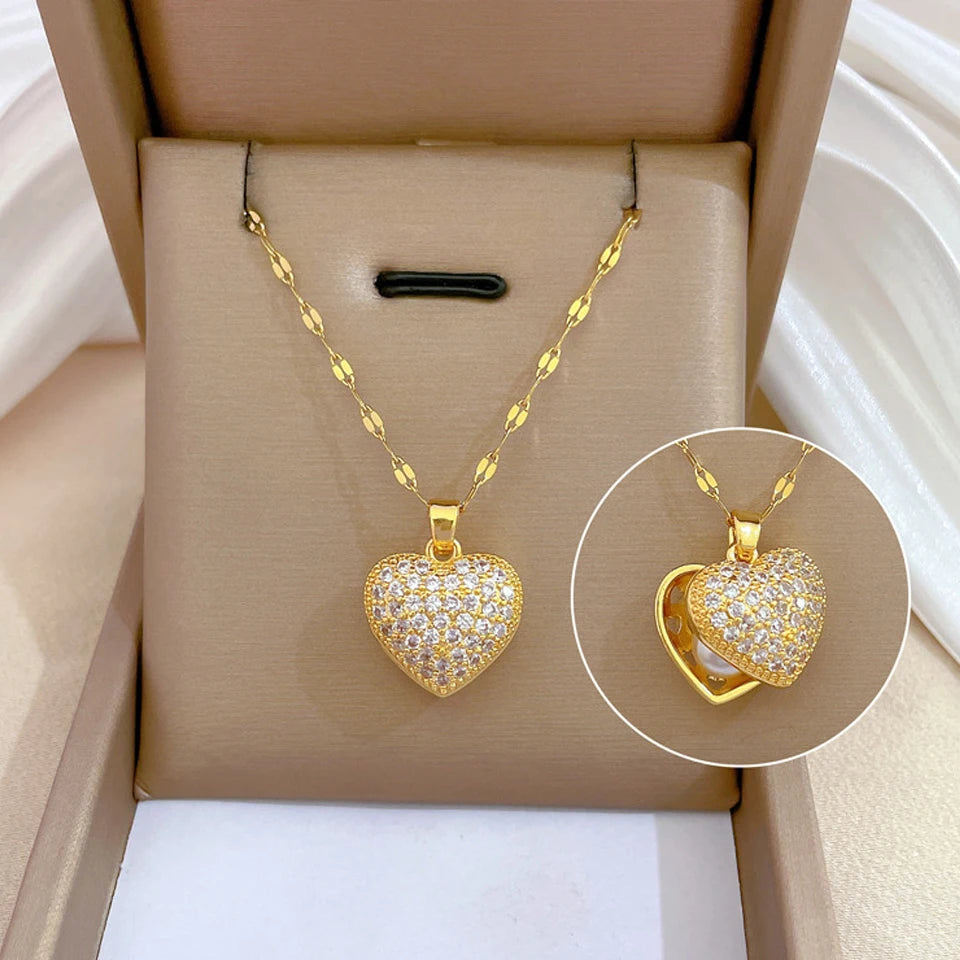 Collier coeur, papillon