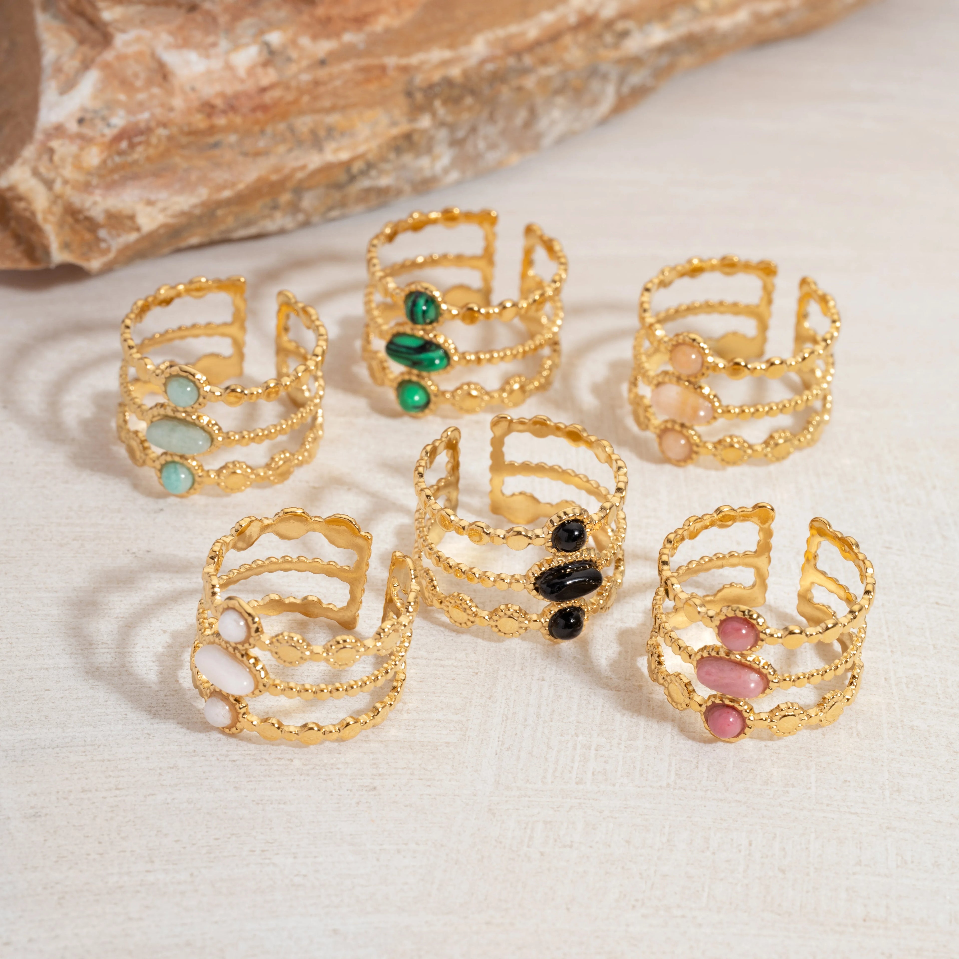 Bague Luna Jaune d'or en Acier Inoxydable