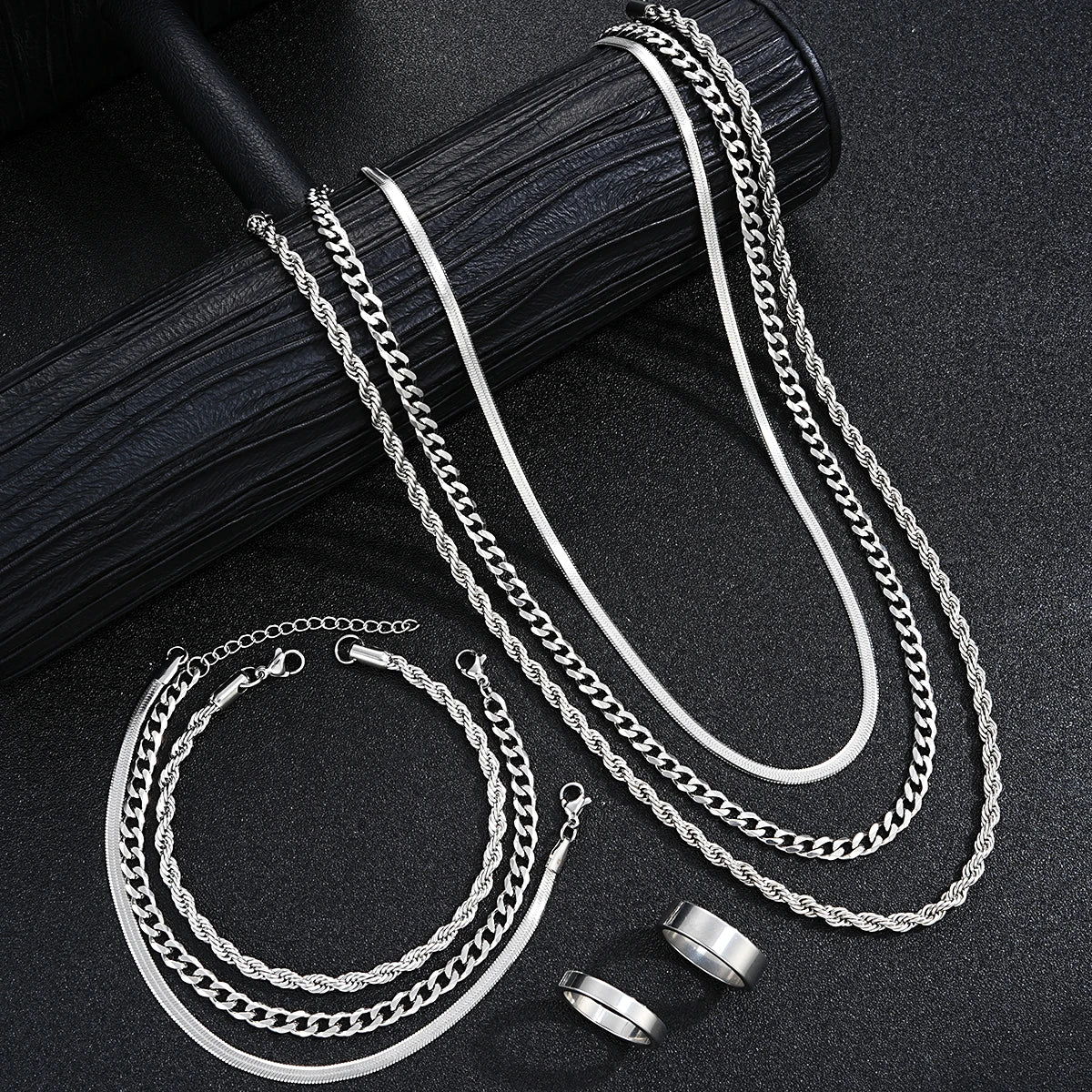 Chaine grise argent acier inoxydable