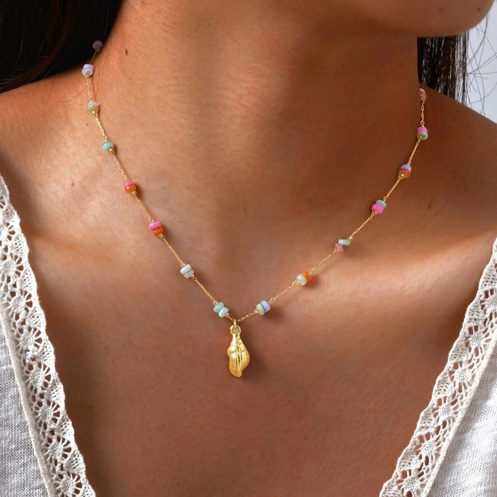 Collier Coquillage Perlé