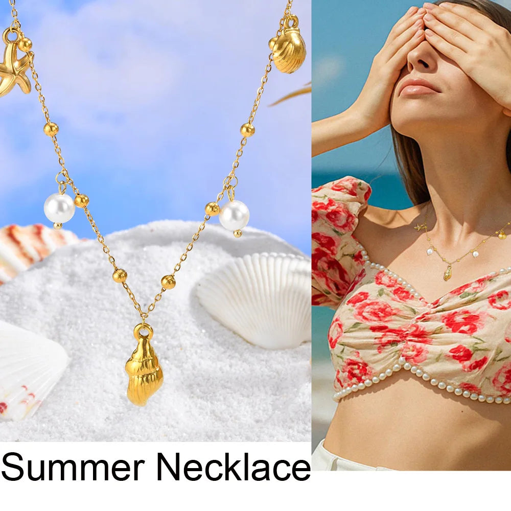 Collier Coquillage Perlé