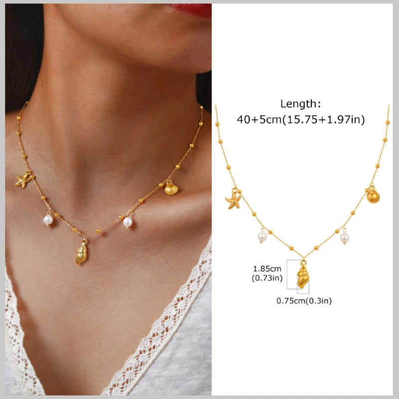 Collier Coquillage Perlé