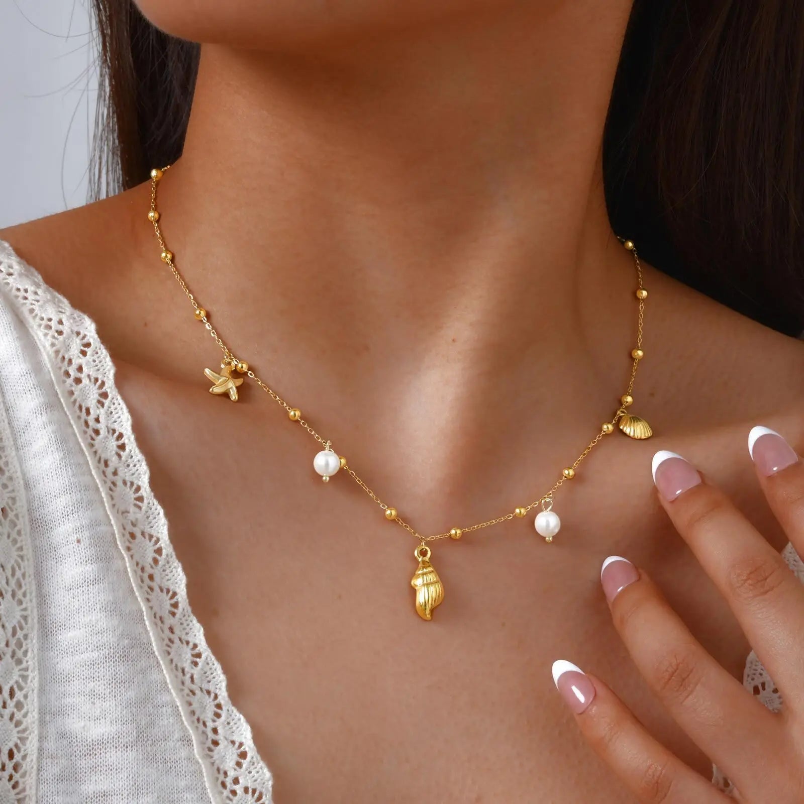 Collier Coquillage Perlé